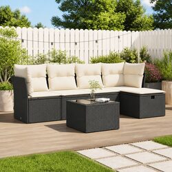 6-Piece Outdoor Sofa Set in Black