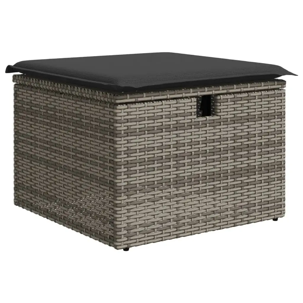 Garden Sofa Set 6 Piece Outdoor Furniture with Cushions Grey Poly Rattan Modular