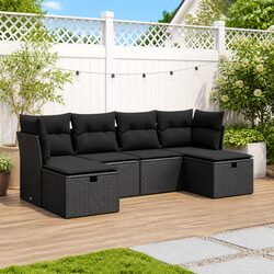 Black 6-Piece Garden Sofa Set