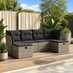 6-Piece Modular Garden Sofa Set in Grey