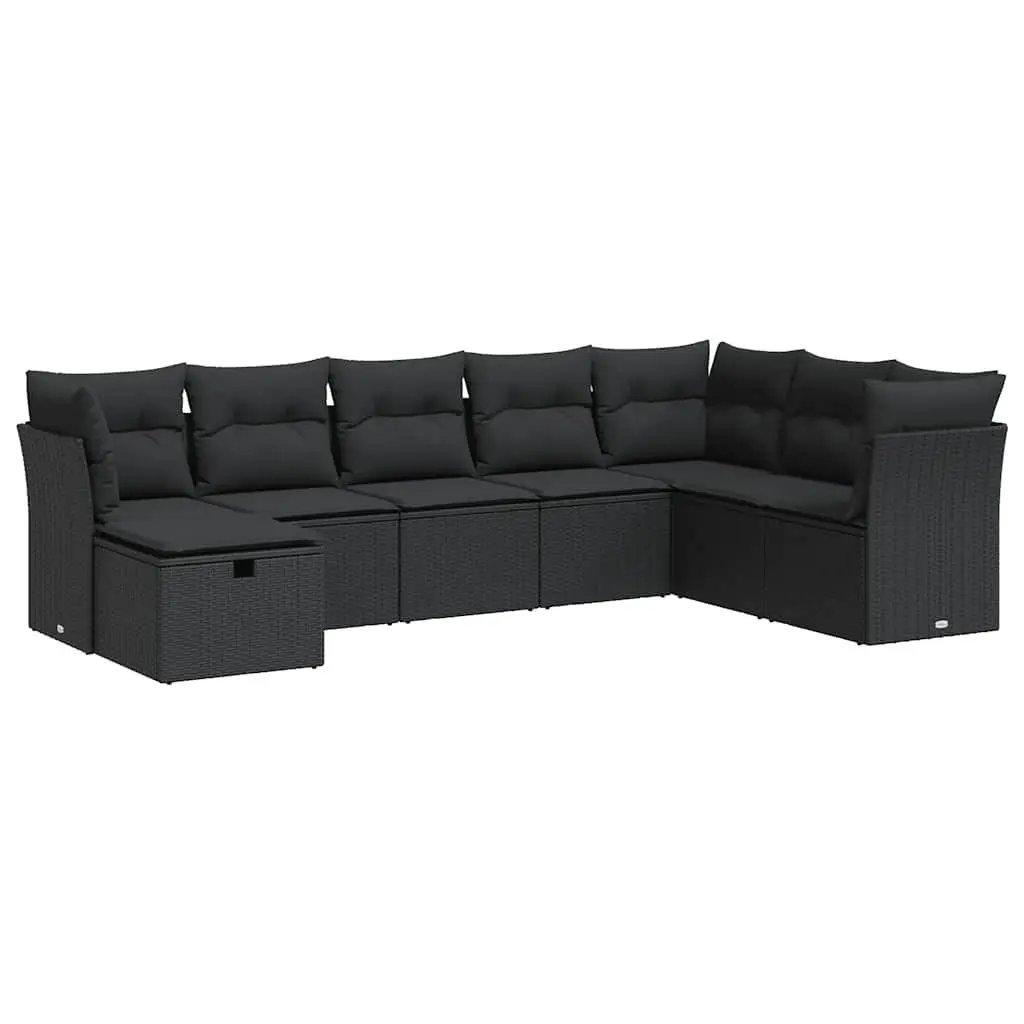 Garden Sofa Set 8 Piece Outdoor Furniture Patio Lounge Black Poly Rattan Modular