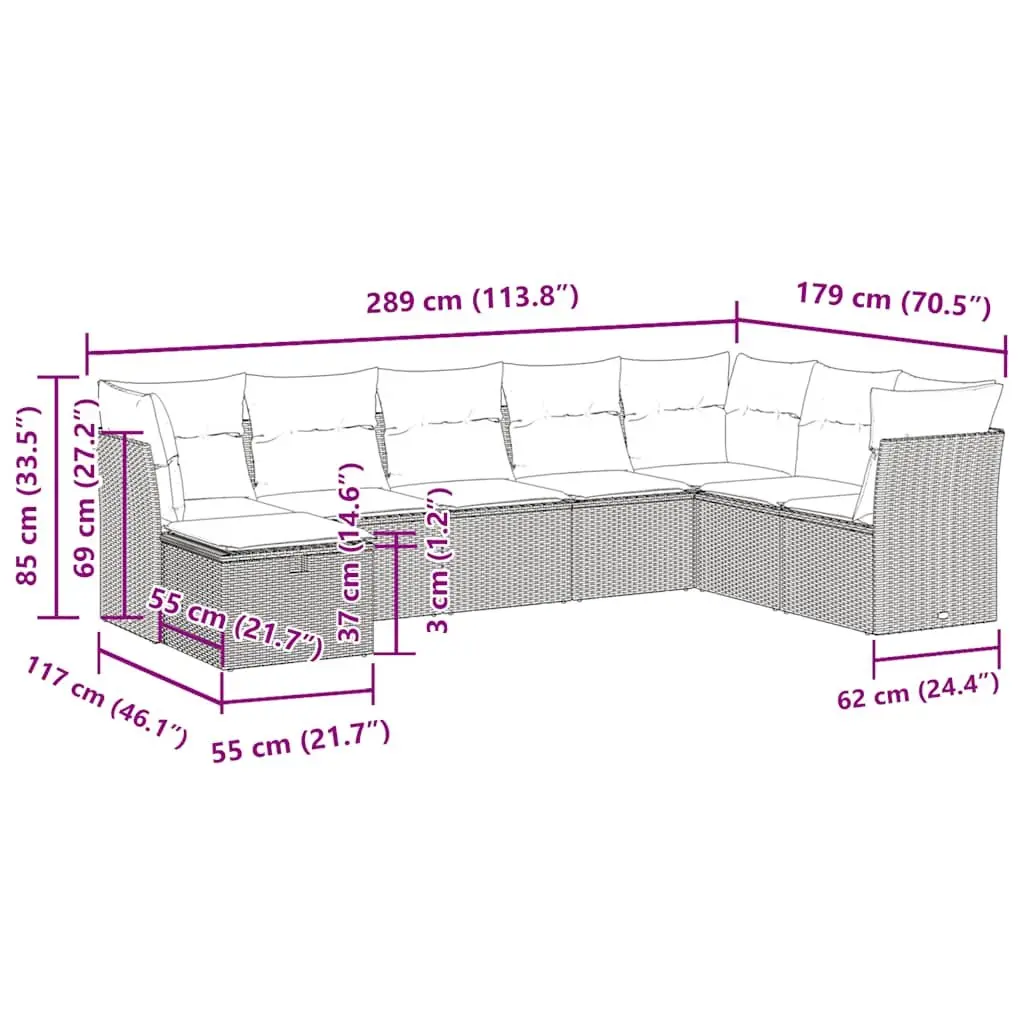 Garden Sofa Set 8 Piece Outdoor Furniture Patio Lounge Black Poly Rattan Modular