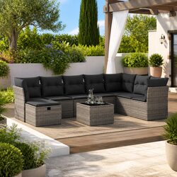 Concise and Confident: 9-Piece Outdoor Sofa Set