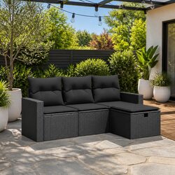 Compact Black Garden Sofa Set 4 Piece for Modern Spaces