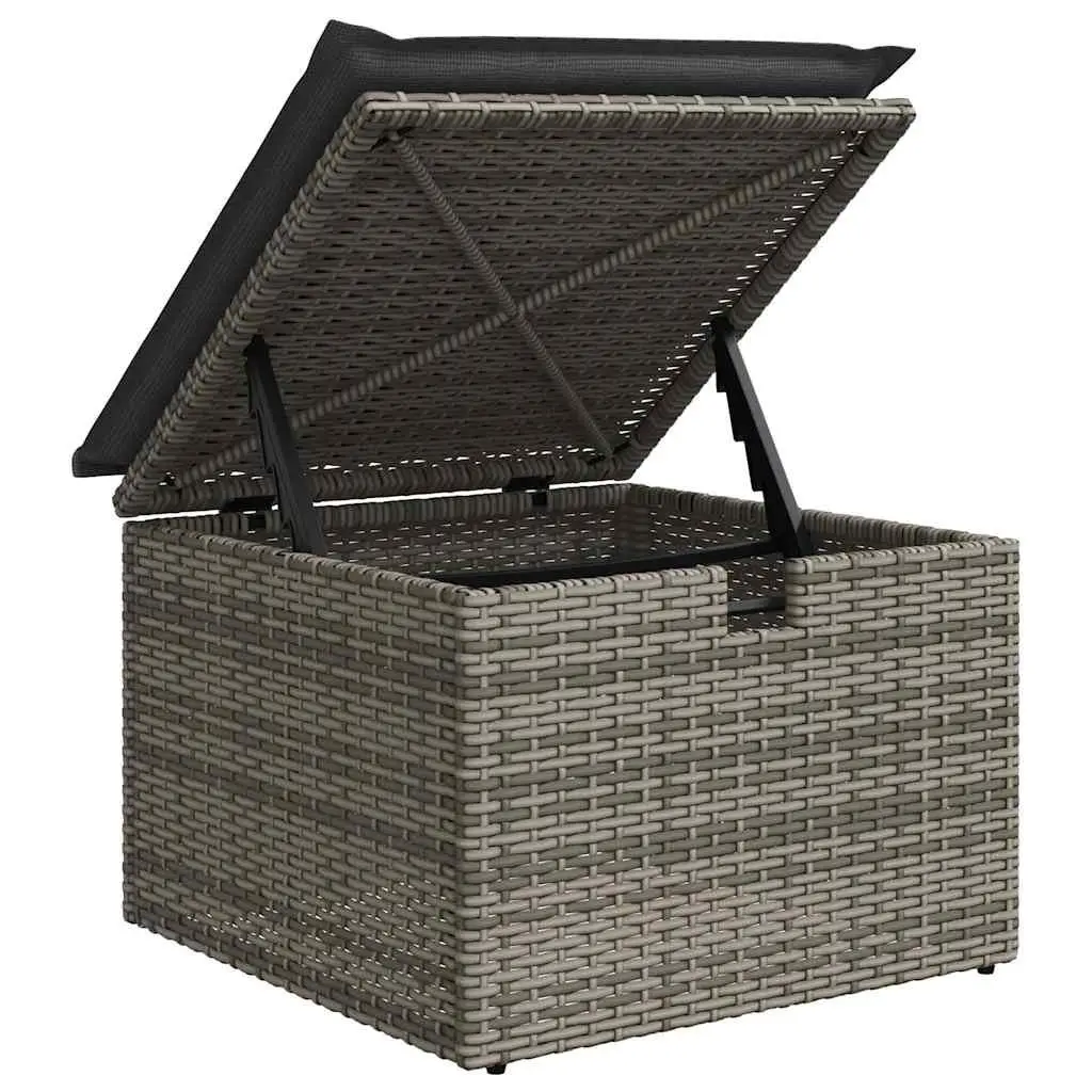 Garden Sofa Set 5 Piece Outdoor Furniture Grey Poly Rattan with Cushions Storage