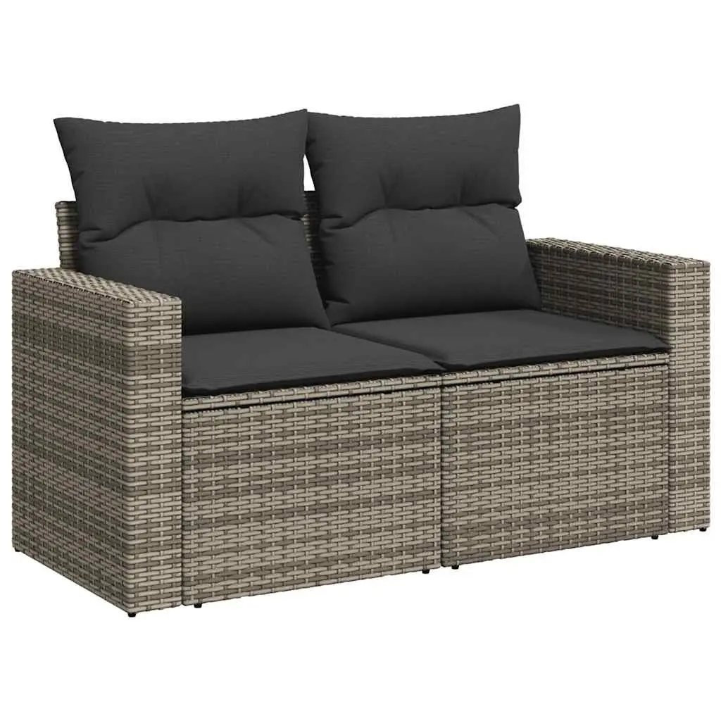 Garden Sofa Set 5 Piece Outdoor Furniture Grey Poly Rattan with Cushions Storage