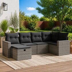 6 Piece Grey Outdoor Sofa Set for Relaxation