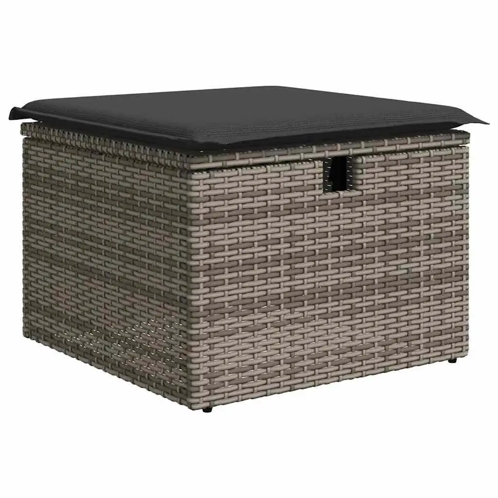 7 Piece Garden Sofa Set Grey PE Rattan Outdoor Furniture with Storage Cushions
