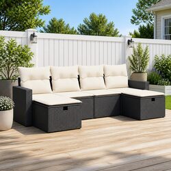 Black 6 Piece Outdoor Sofa Set