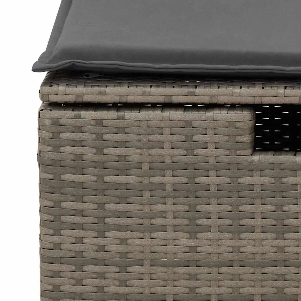 Garden Sofa Set Grey 6 Piece Outdoor Furniture Poly Rattan with Storage Cushions