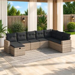 8 Piece Outdoor Sofa Set in Grey Rattan