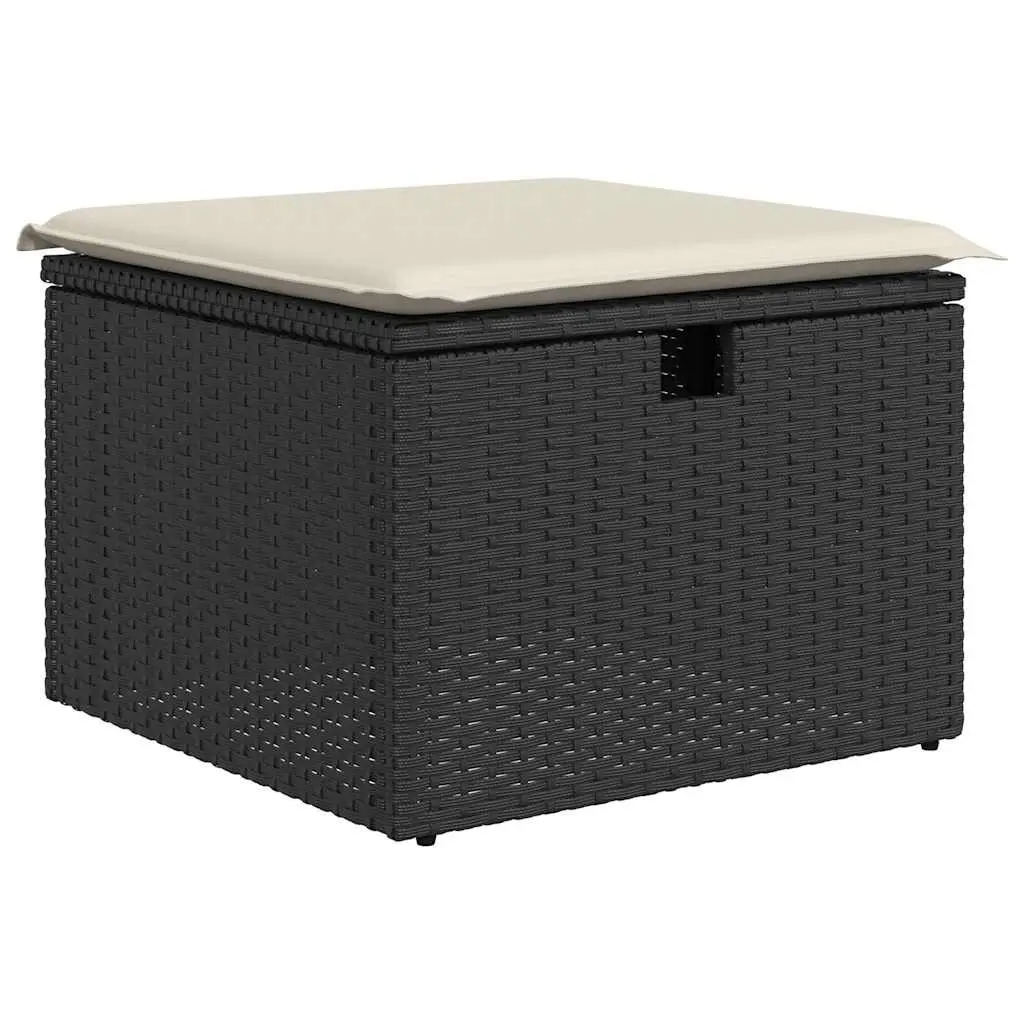 Garden Sofa Set 5 Piece Outdoor Furniture Black Poly Rattan Modular Patio