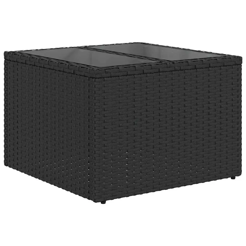 Garden Sofa Set 6 Piece Outdoor Furniture Black Poly Rattan Patio Seating with