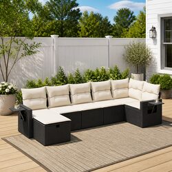 Compact 7 Piece Black Outdoor Sofa Set