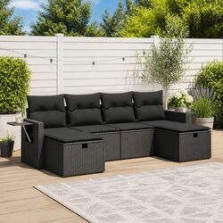 Concise Features of the 6-Piece Black Rattan Garden Sofa Set