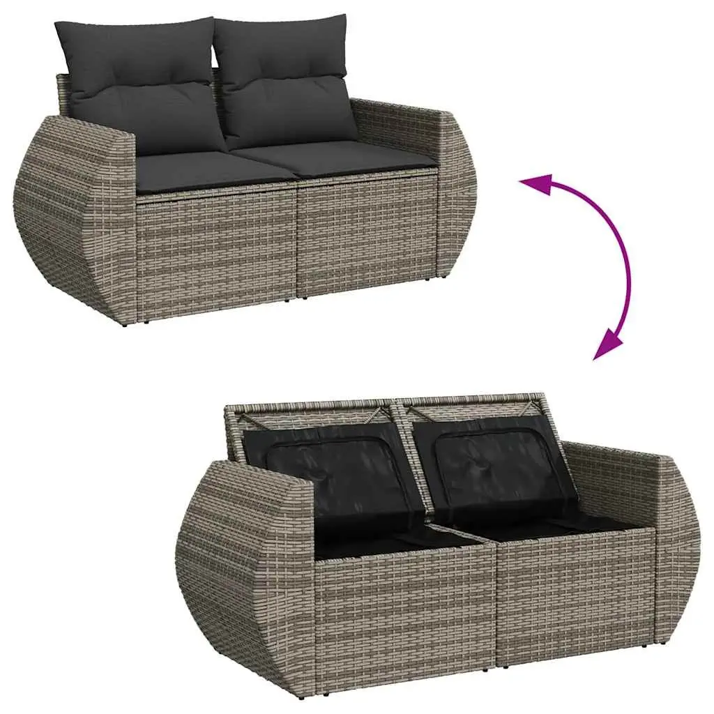Garden Sofa Set Grey 5 Piece Modular Outdoor Furniture PE Rattan with Cushions