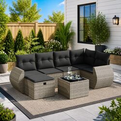 Compact and Reliable 7-Piece Garden Sofa Set for Outdoors