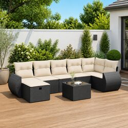 Outdoor Garden Sofa Set 8 Piece Patio Furniture Black Modular Lounge with