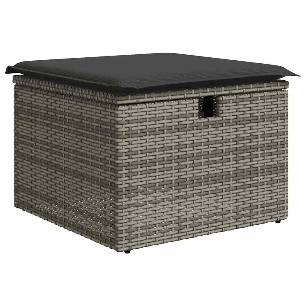 Garden Sofa Set 8 Piece Outdoor Furniture with Cushions Grey Poly Rattan Modular