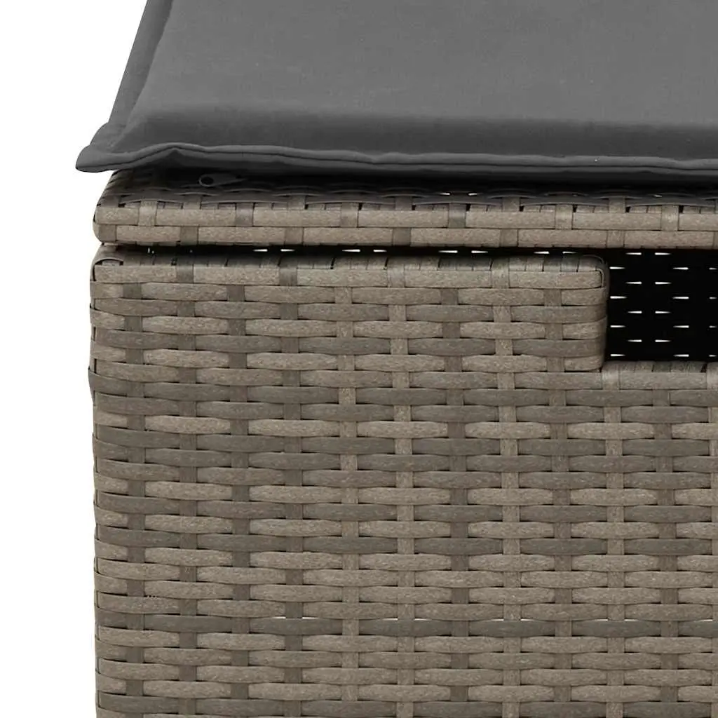 Garden Sofa Set Grey 6 Piece Modular Outdoor Furniture PE Rattan with Removable Cushion Covers and Storage Space