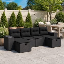 Black 6-Piece Garden Sofa Set