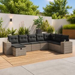 Compact 8 Piece Outdoor Sofa Set in Grey
