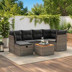 Garden Sofa Set 7 Piece Outdoor Furniture Grey Poly Rattan Modular Patio Lounge
