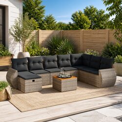 Compact Grey 9 Piece Modular Garden Sofa Set