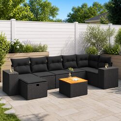 Garden Sofa Set 8 Piece Outdoor Furniture Patio Seating Black Poly Rattan