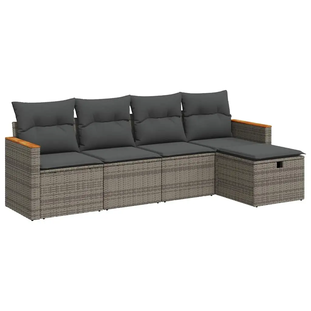 Garden Sofa Set 5 Piece Outdoor Furniture Patio Sectional with Cushions Grey