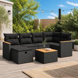 Concise 7 Piece Garden Sofa Set with Cushions