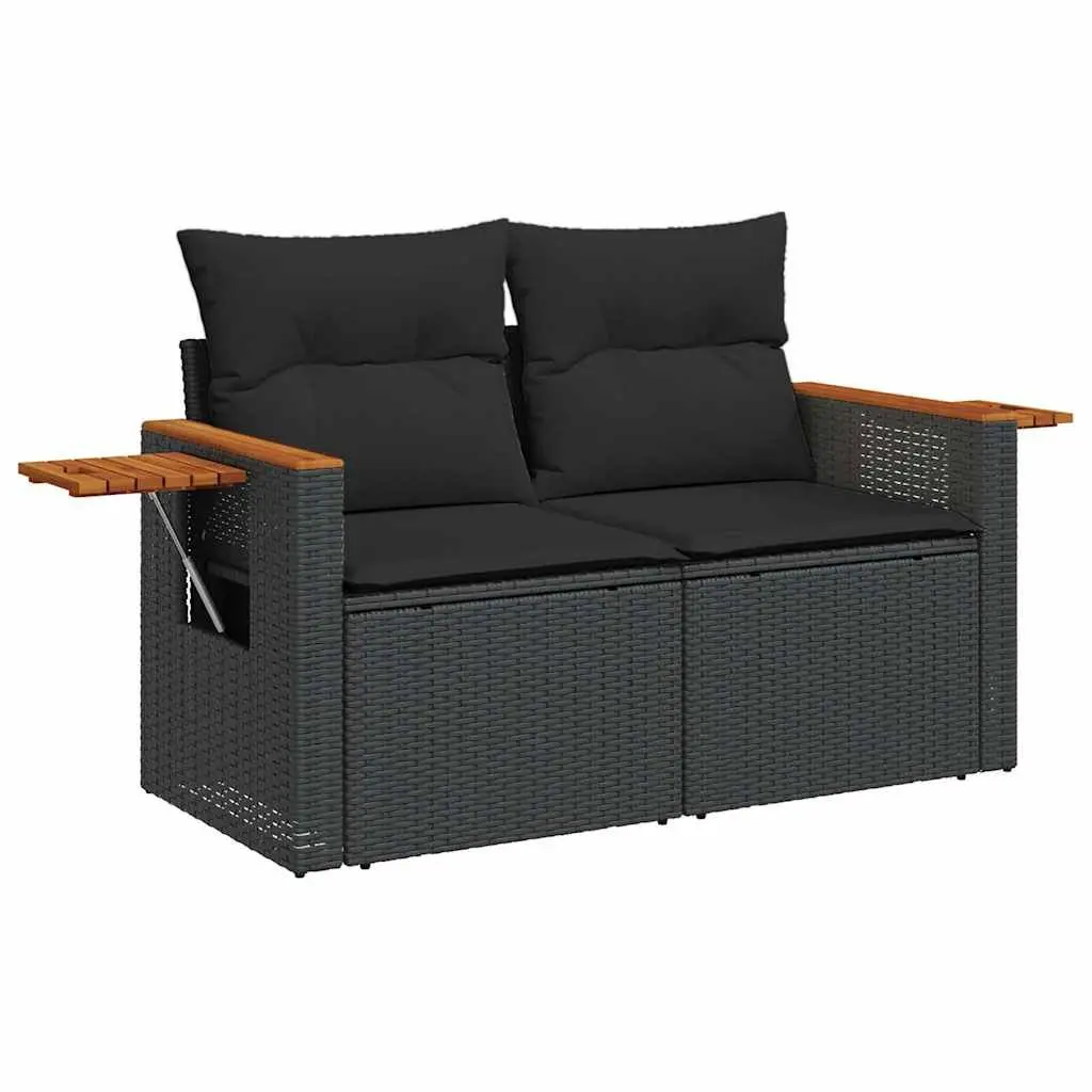 Garden Sofa Set Black 5 Piece Modular Outdoor Furniture with Cushions and Storage