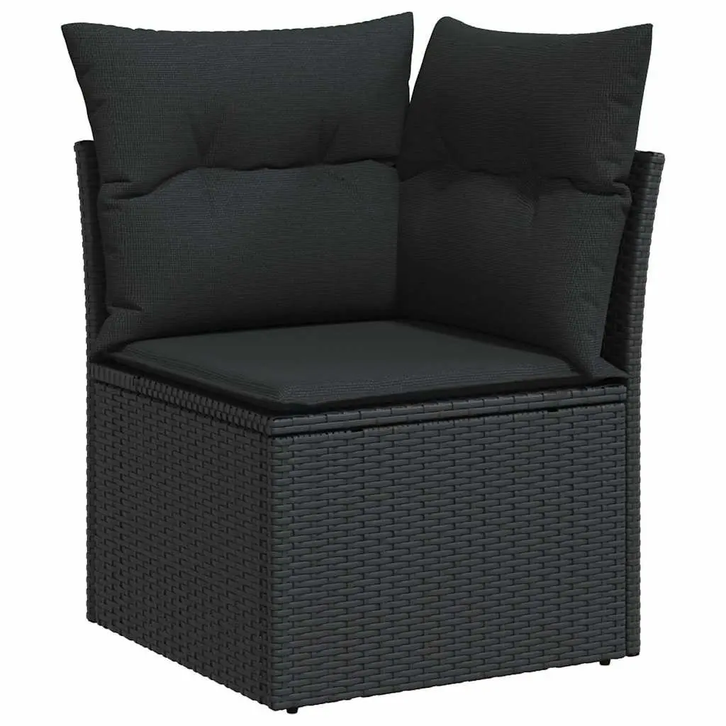 Garden Sofa Set Black 6 Piece Outdoor Furniture with Cushions Storage