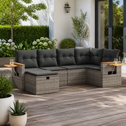 6-Piece Outdoor Sofa Set in Grey with Storage Bags