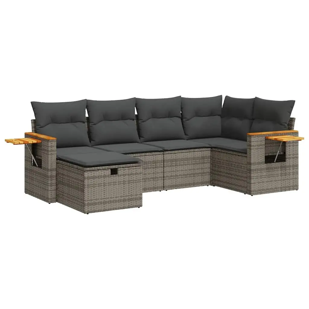 6-Piece Outdoor Sofa Set in Grey with Storage Bags