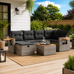 7 Piece Grey Garden Sofa Set for Outdoor Relaxation