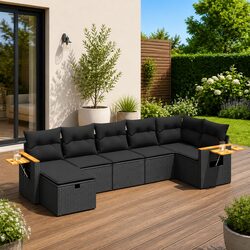 Concise Black Outdoor 7 Piece Sofa Set with Practical Features