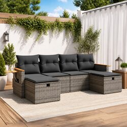 Compact Grey Garden Sofa Set with Storage Options