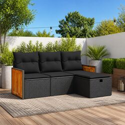 4-Piece Black Sofa Set for Outdoor Comfort