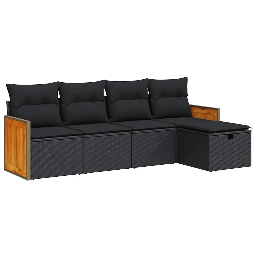 Garden Sofa Set 5 Piece Outdoor Patio Furniture with Cushions Storage Black