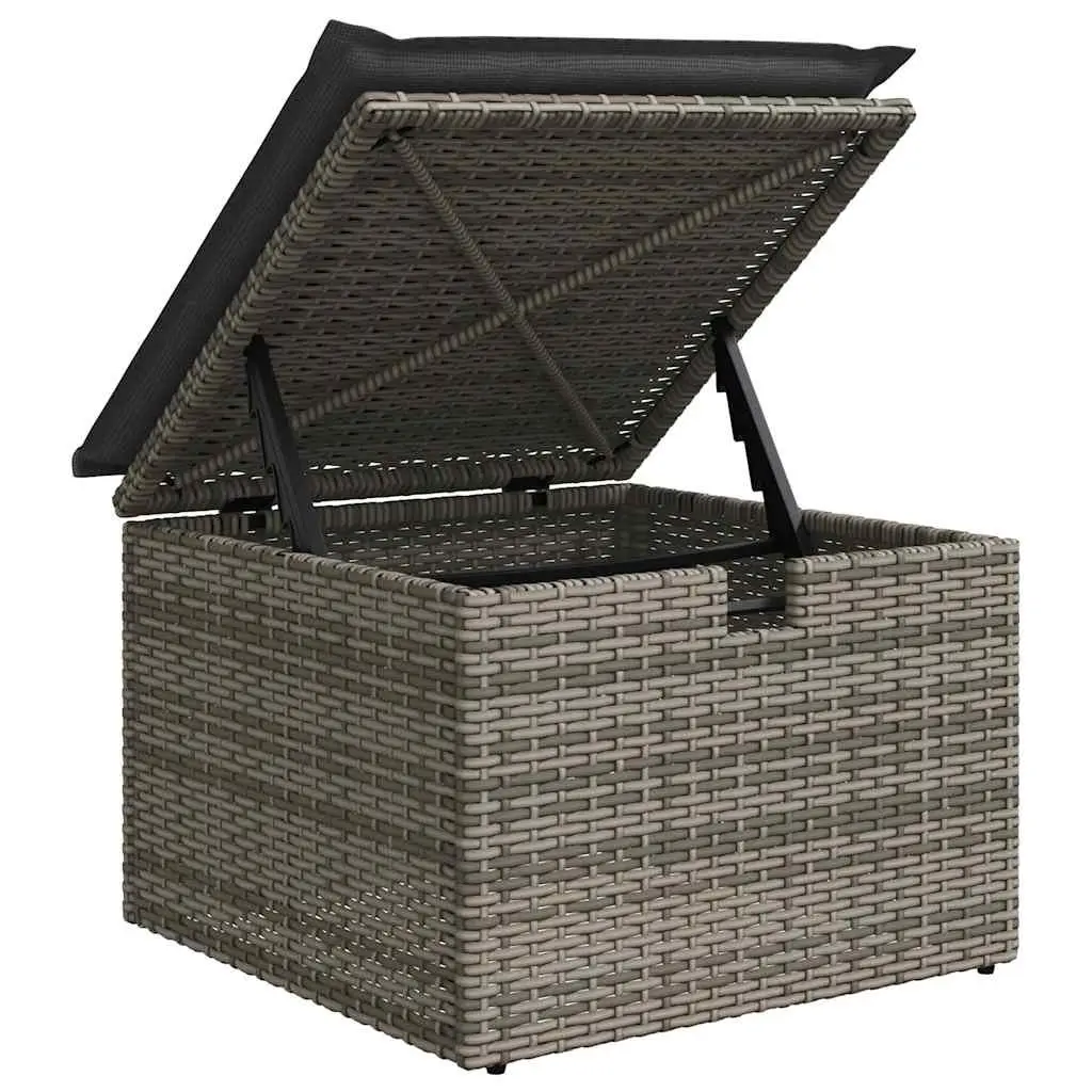 5 Piece Outdoor Sofa Set Grey PE Rattan with Cushions and Footstool for Patio Garden Terrace