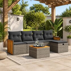 Compact 6-Piece Garden Sofa Set with Cushions