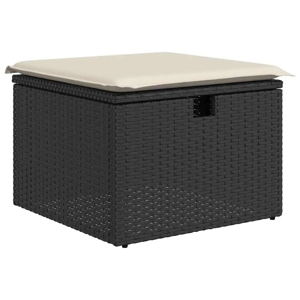 Garden Sofa Set 6 Piece Outdoor Furniture with Storage Cushions Black Poly