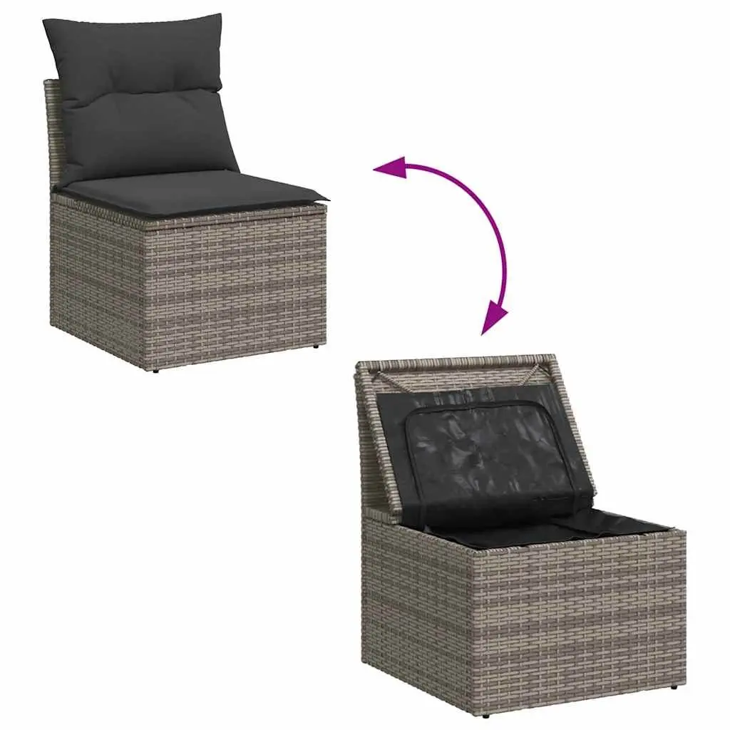 6-Piece Grey Garden Sofa Set with Storage Option