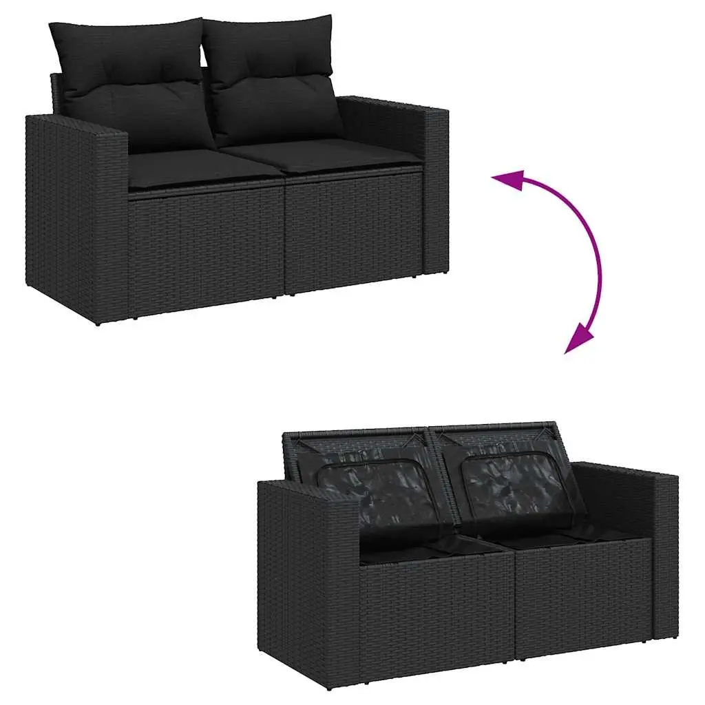 Garden Sofa Set 10 Piece Outdoor Furniture Black Poly Rattan Patio Lounge