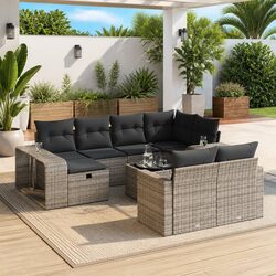 Concise Grey 11-Piece Garden Sofa Set for Outdoor Comfort