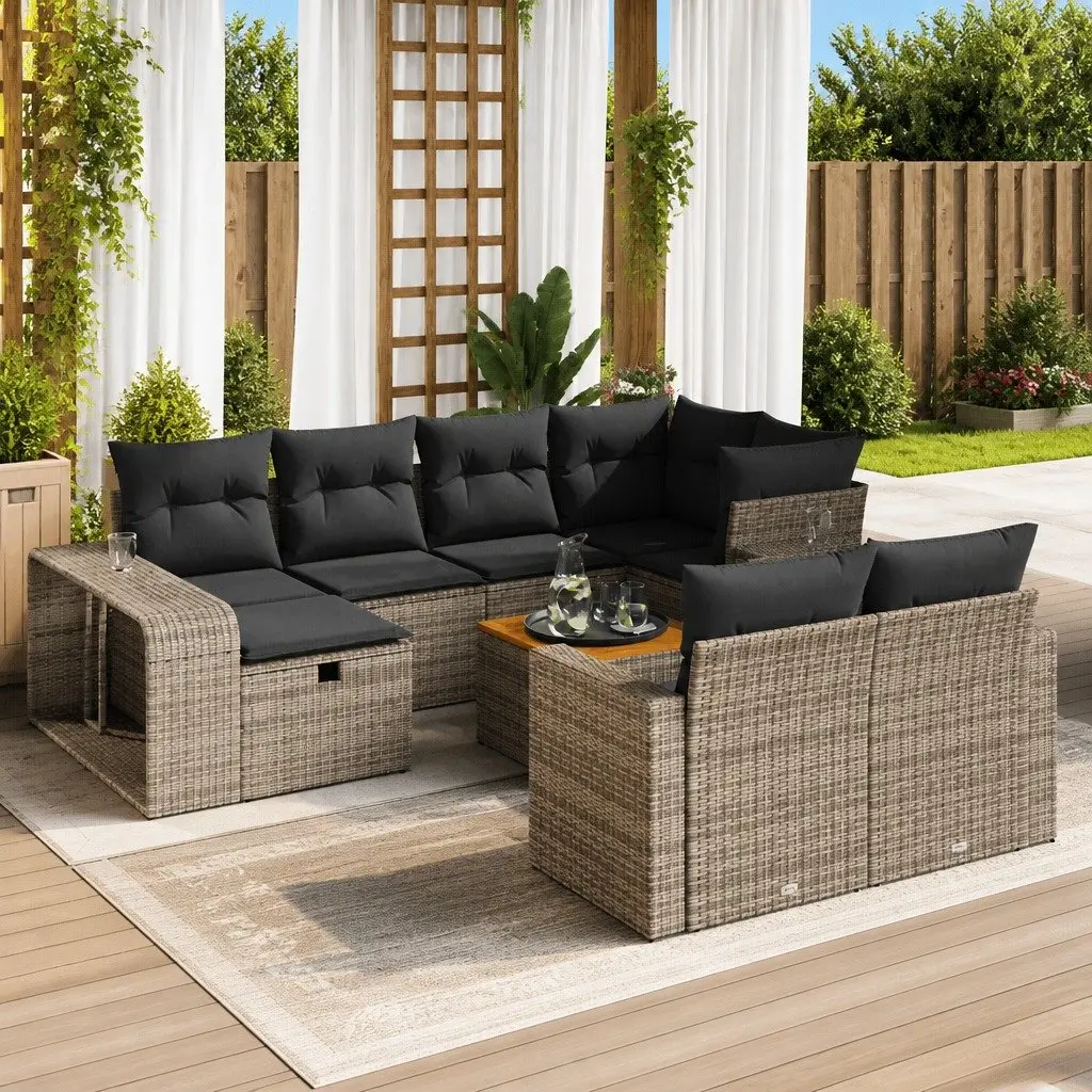 Garden Sofa Set Grey 11 Piece Poly Rattan Outdoor Furniture Patio Seating