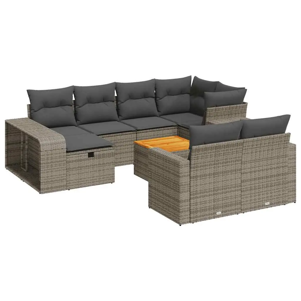 Garden Sofa Set Grey 11 Piece Poly Rattan Outdoor Furniture Patio Seating