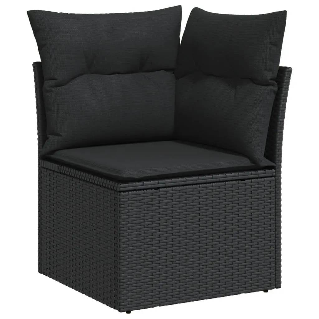 6 Piece Garden Sofa Set Black Outdoor Patio Furniture with Storage Cushions