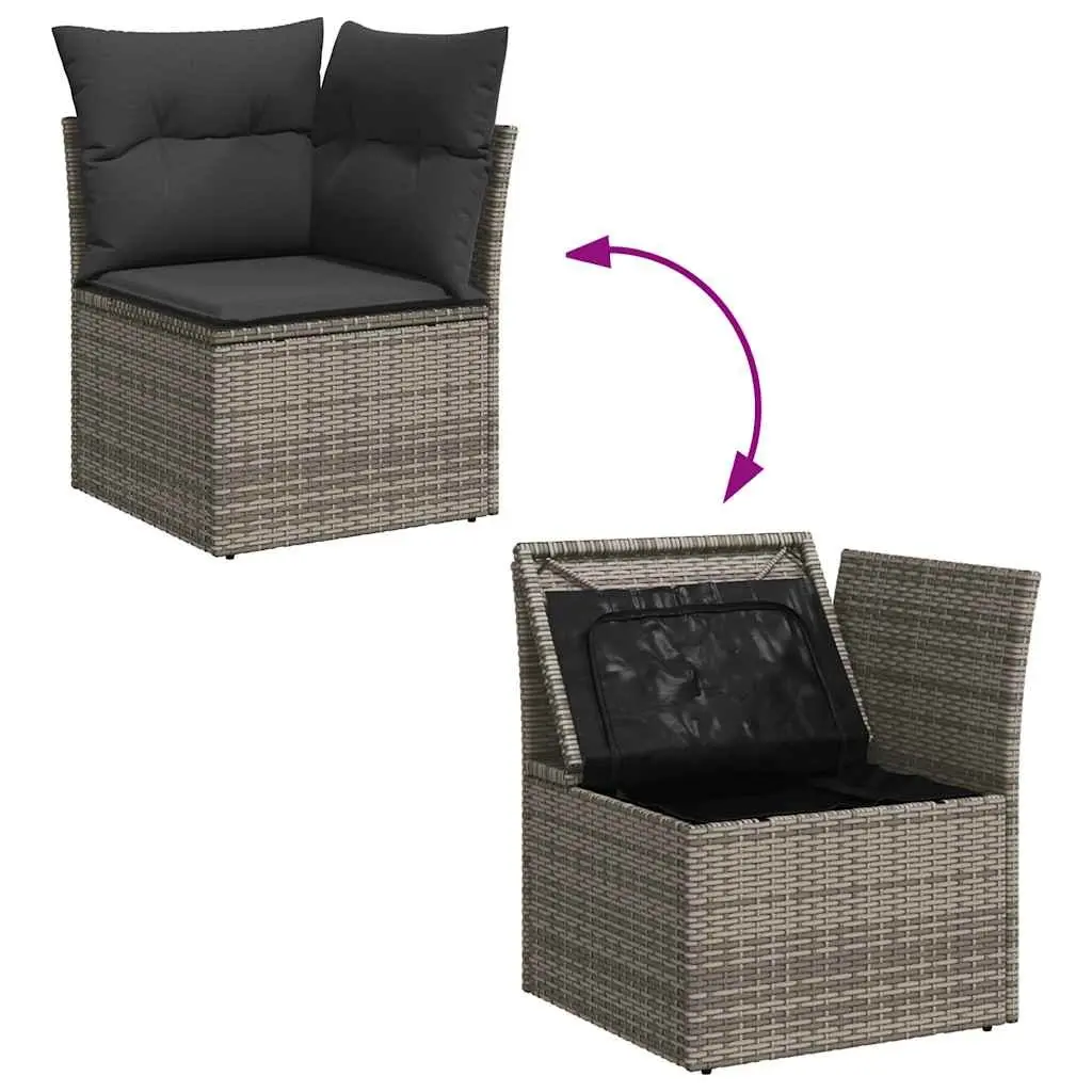 Garden Sofa Set 6 Piece Outdoor Furniture Grey Poly Rattan Patio Lounge with